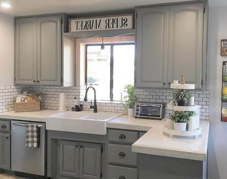 Easy Design For Farmhouse Gray Kitchen Cabinets Ideas